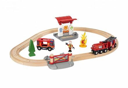 Игровой набор: Пожарная станция, свет и звук, 18 предметов 